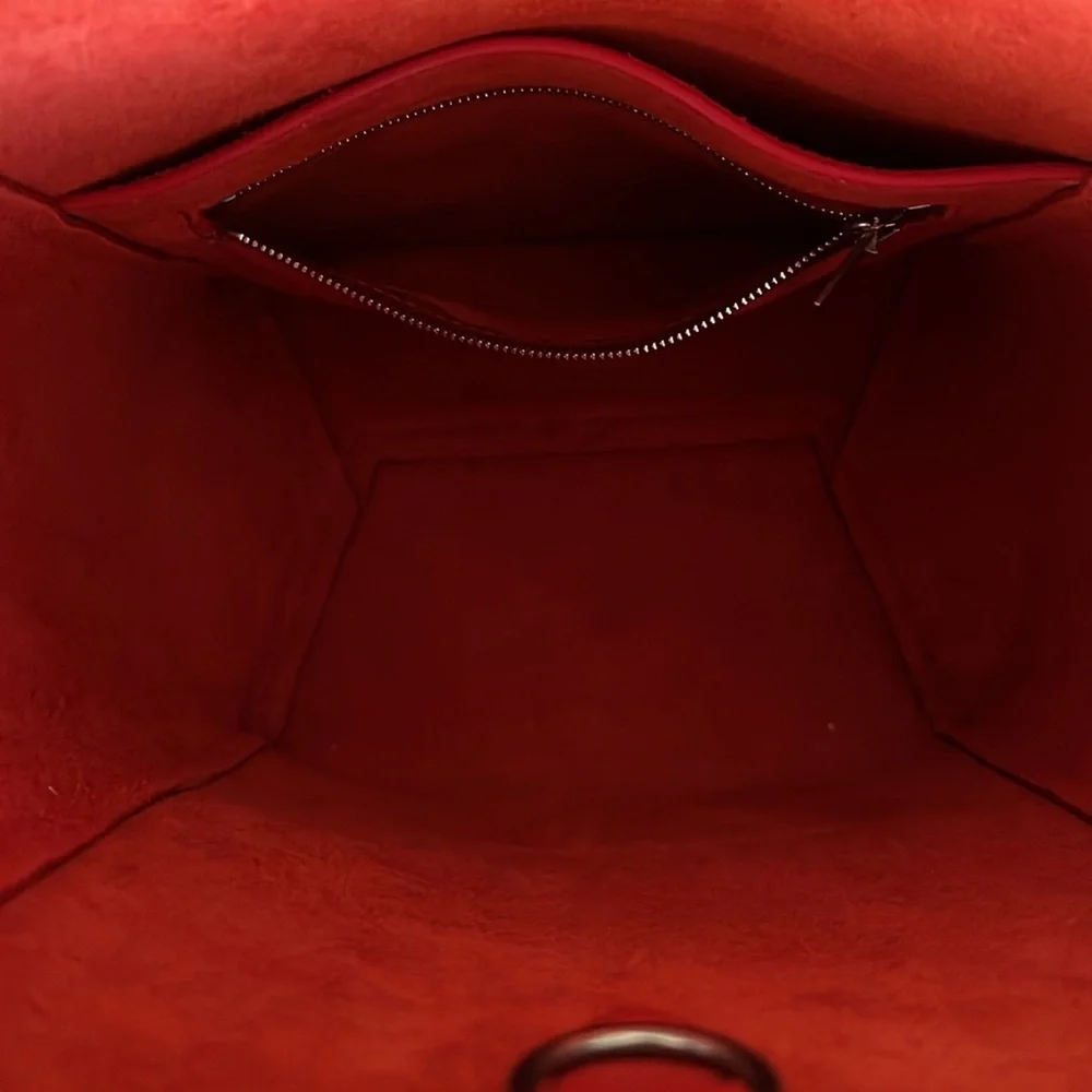 Celine Sangle Small Bucket Bag, Small Grain Calfskin, Red, Like New - Picture 10 of 15